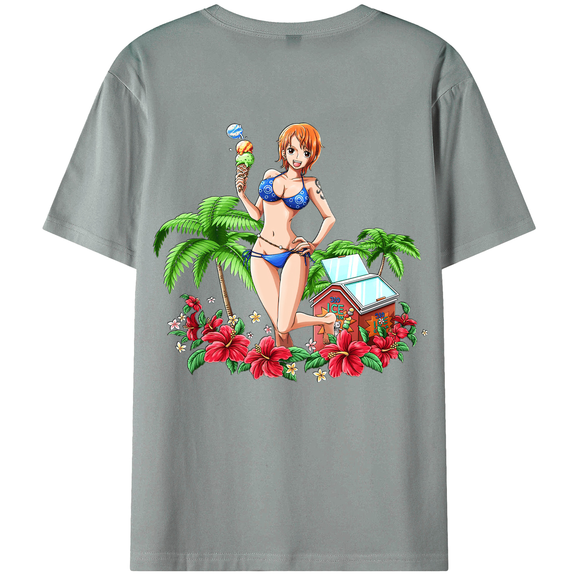 （画像用） ワンピース ナミ ONE PIECE Nami 綿100％ メンズ半袖Tシャツ（バックプリント） 通気性